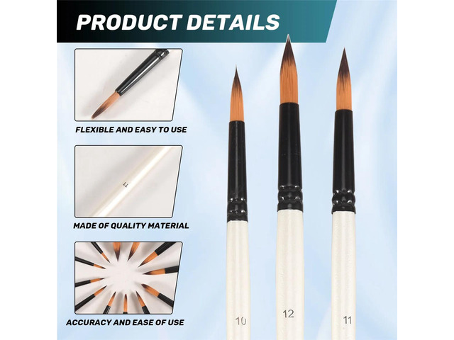 12Pcs Acrylic Paint Brushes Set, Professional Round-Pointed Tip Artist Paint Brushes for Acrylic Watercolor Oil Painting