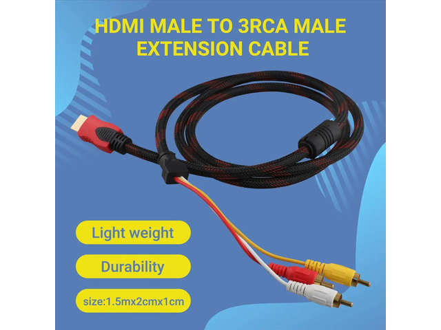 US 5Ft to 3 Video Audio AV Component Converter Adapter Cable for HDTV