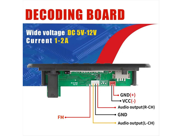 12V MP3 Decoder Board Bluetooth 5.0 Car Audio Microphone USB TF Radio DIY MP3 Music Player with Remote