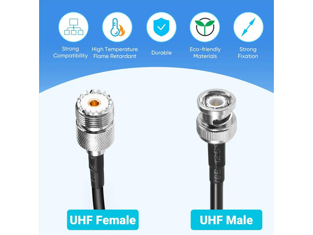UHF VHF Radio coaxial antenna cable BNC male to UHF SO239 RG-58u MILSPEC Coax Mobile to Base Antenna 3 ft