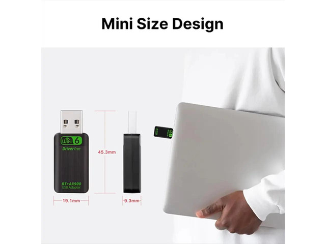 6 AX900 USB Adapter Bluetooth 5.4 Network Card Dual Band 2.4G & 5GHz Network Card for Win10/11 Driver Free
