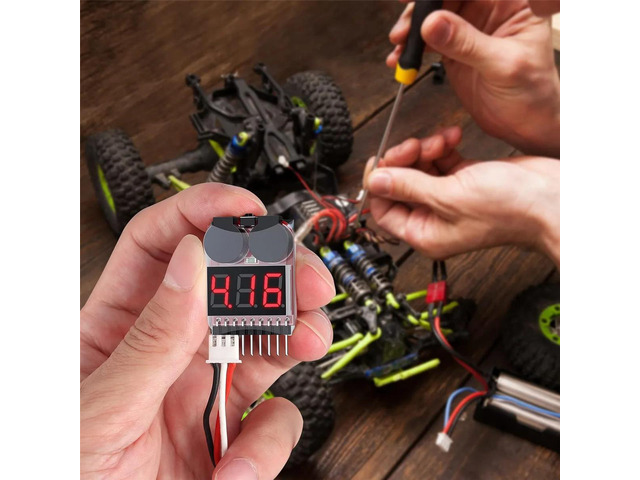 5PCS 2 In1 1-8S Lipo Voltage Tester, RC Low Voltage Buzzer Alarm, Monitor Checker Tester for Lipo/Li-Ion
