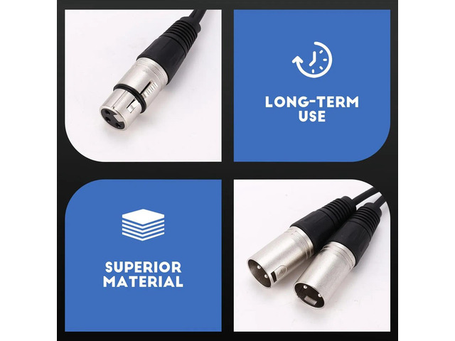 3pin XLR FEMALE jack to dual 2 MALE plug Y SPLITTER cable adaptor 1 ft cord