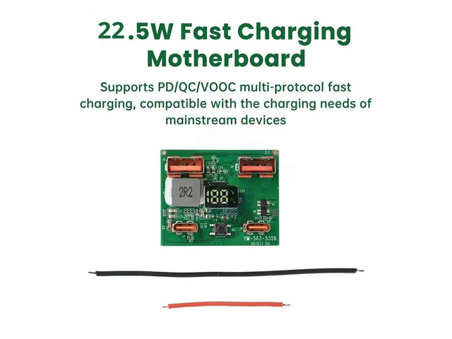 22.5W Fast Charging Module Lithium DIY Mobile Power Control Motherboard Power Bank DIY Kit Supports PD QC VOOC