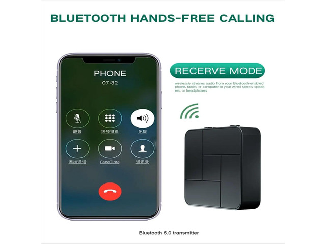 2 in 1 Bluetooth 5.0 Transmitter Receiver Low Latency Audio Adapter for TV Smartphones Laptops Headsets