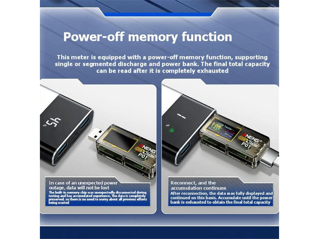 USB Voltage and Current Meter Type C Multifunction Fast Charging Tester for Mobile Phone Charger Capacity Testing