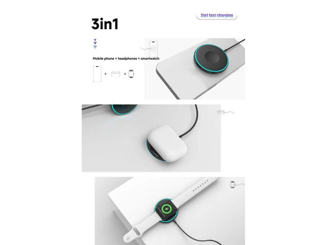 Black For Devices Compatible 3-In-1 Magnetic -PD Protocol Fast Charging