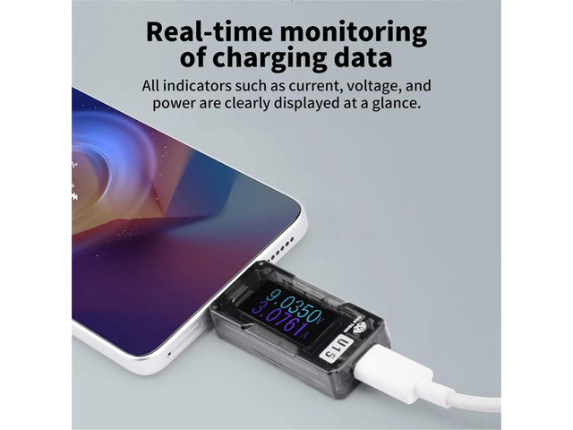 IPS HD Screen USB Tester Voltmeter Ammeter TYPE-C PD/QC2.0/QC3.0 Fast Charge Detection Voltage Current Capacity Tester A