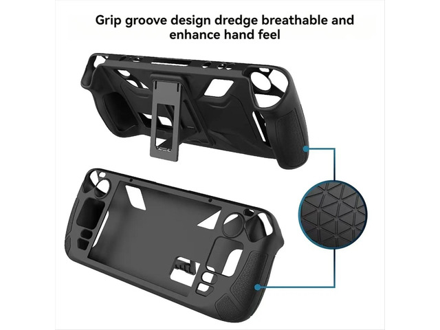 For Protective Case-Anti-Fall,Anti-Slip,Soft Silicone Cover+Folding Stand Game Console Accessories Grey