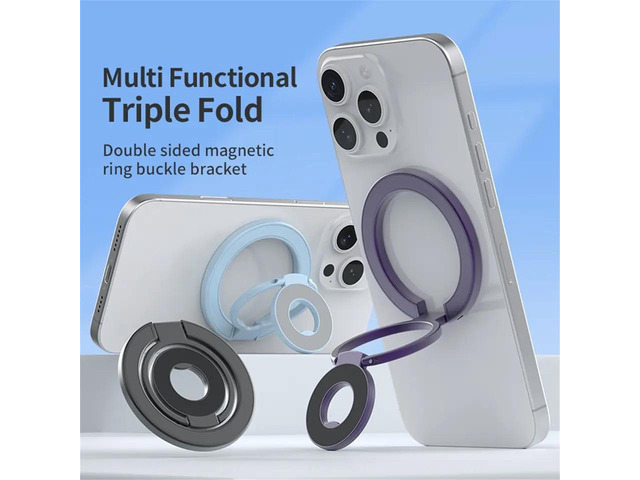 Magnetic Phone Ring Holder Grip for Phone, Dual-Sided Magnet Finger Grip Phone Stand Kickstand for Car Mount Black
