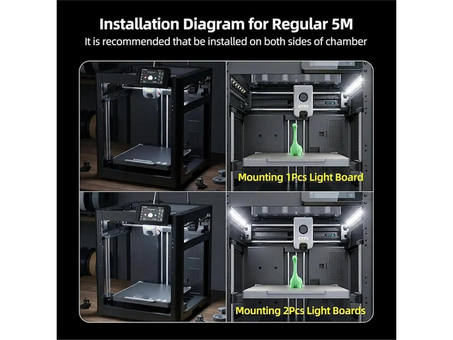 24V LED Light Board for Adventurer 5M/5M Pro/AD5X, 7 Beads, Cold White, Boosts Chamber Brightness