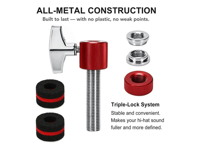 2 Pack Hi-Hat Clutch with Replacement Felts Pads, Jazz Drum Hi Hat Cymbal Clutch Hi Hat Cymbal Stand, Drum Parts