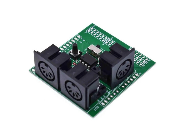 MIDI Shield for Musical Interface Board with MIDI in/OUT/THRU Ports Ideal for Microcontroller Music Projects