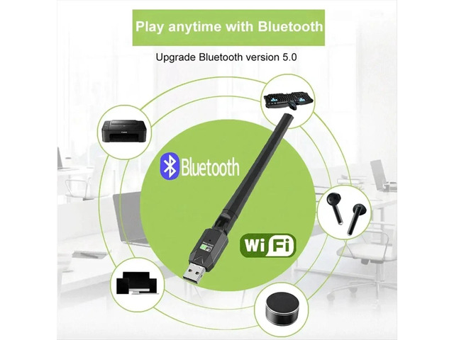 600Mbps USB Bluetooth 5.0 Adapter 2.4G 5GHz Wi-Fi Antenna Dual Band 802.11ac Mini Network Card Receiver