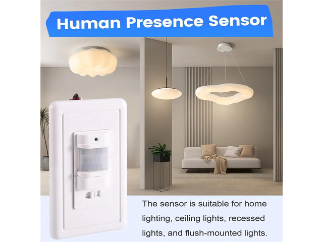 PIR Motion Sensor Switch AC 110V-240V Infrared Smart Human Body Sensor Wall Switch Work with in Dark Adjustable Time