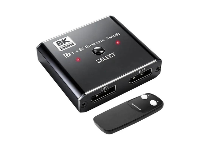 8K Displayport Switch 4K 120Hz Displayport 1.4 Splitter With IR Remote DP Switcher 2X1 For Monitor
