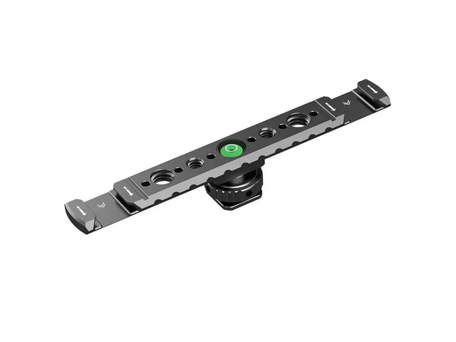 Dual Cold Shoe Mount For Vlogging- Metal Microphone Holder Featuring 1/4' Screw Holes Compatible For DSLR Cameras