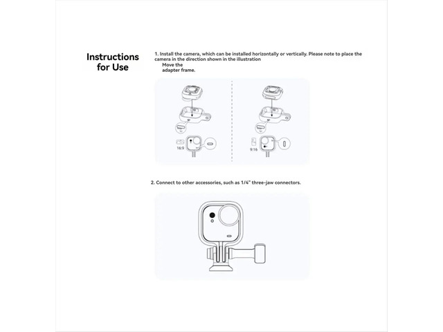 Adapter Frame for GO Ultra Sports Camera Two Claw Adapter Interface Supports Horizontal Vertical