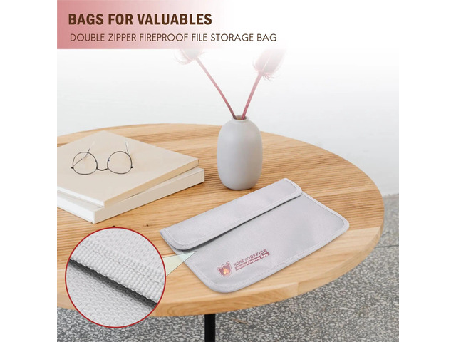 Fireproof Document Bag,Waterproof and Fireproof Money Bag with Zipper,Fireproof Safe Storage Pouch for Passport .