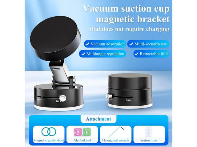 Vacuum Magnetic Suction Phone Holder, Magnetic Multifunctional Holder, Foldable and Retractable Magnetic Phone Holder A