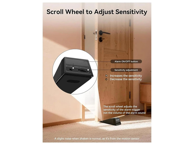 Door Stop Alarm, Door Stop, Rechargeable Door Wedge Stop Alarm with Anti-Slip Silicone Base Anti-Theft