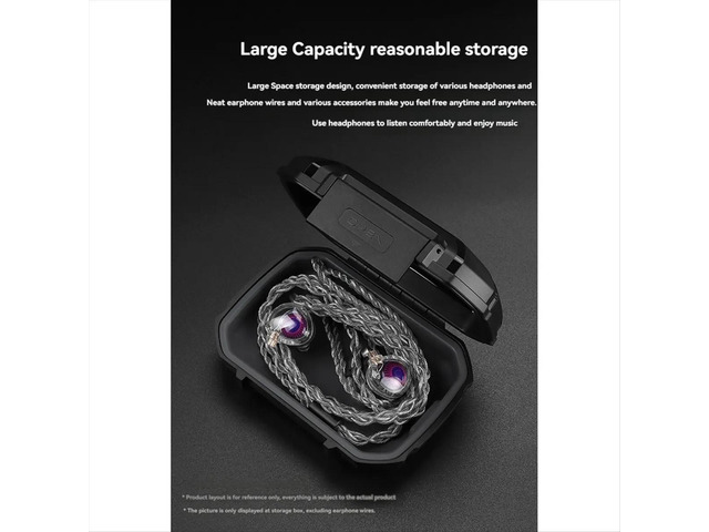 Earphone Storage Box Large Capacity Dustproof Waterproof Shockproof Earphone Box Transparent Black