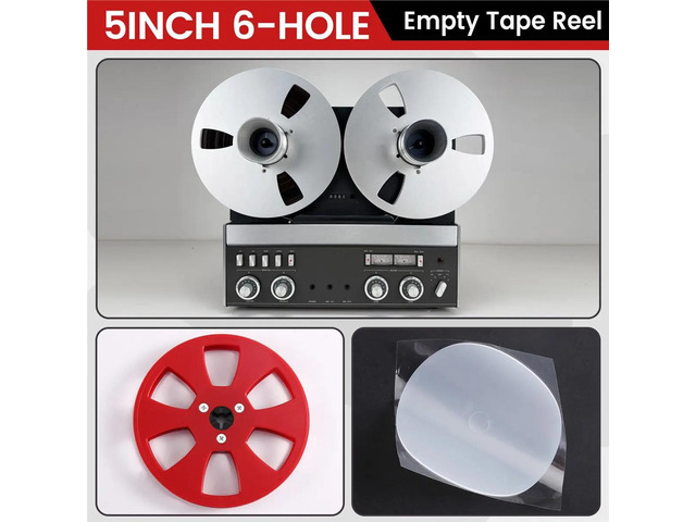 5inch 6-Hole Empty Tape Reel for 1/4 Inch Open Reel Tape Recorder -Hub Replacement with Gasket A