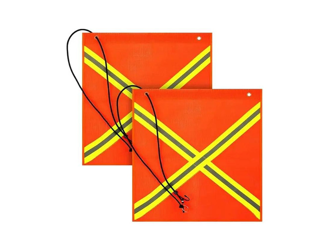 Reflective Striped Safety Flag 18 X 18 Inch 2 Pcs Weather-Proof Mesh Warning Flag Including Grommet And Bungee Cord Strip