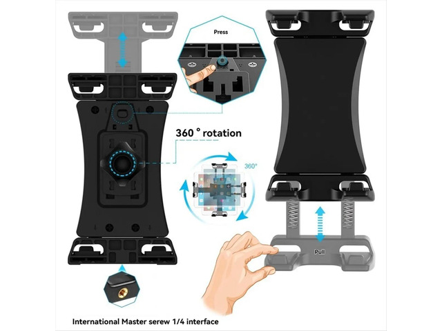 Universal Tablet Phone Tripod Mount 360°Rotating Stand Holder Clip for Mini Air Pro 12.9 Pad Vlog