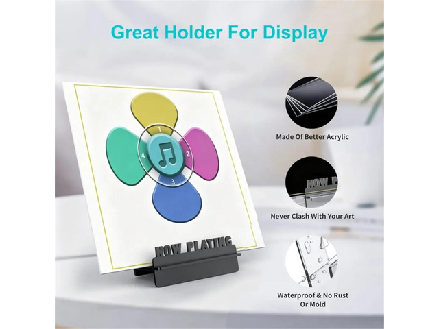 Acrylic Now Playing Vinyl Record Stand, Record Display Stand for Vinyl Records and LP Records Record Holder Black