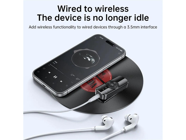 2 in 1 Bluetooth 6.0 Audio Receiver Transmitter Collar Style 3.5MM AUX Audio Adapter with Mic for Car Airplane