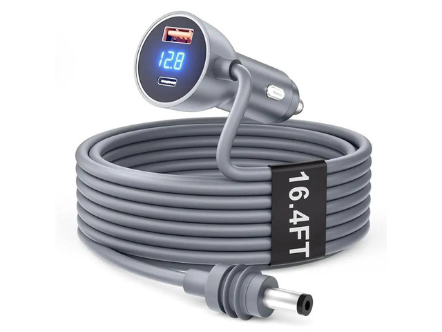 DC 12V 24V Car Adapter For Starlink Mini With Digital Display Cigarette Lighter Power Cord 16.4FT For Truck Cars