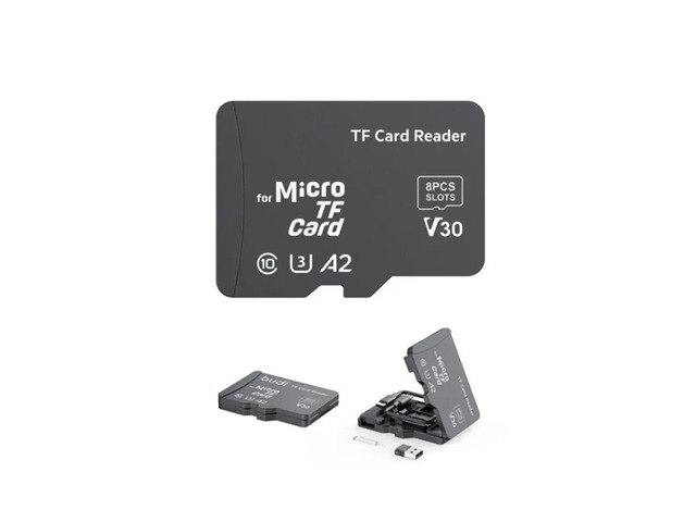 TF Memory Card Reader with 8 Slots TF-Styled Memory Card Storage Case Supports USB Type-C and USB Compatible