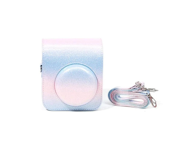 Camera Case With Adjustable Shoulder Strap PU Leather Soft Protective Case Trave Bag For Fujifilm Instax Mini 12 Blu
