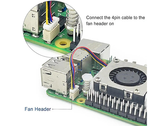 For Active Cooler for 5 with 30mm PWM 4-Pin Cooling Fan Pi 5 Heatsink with Thermal Tape