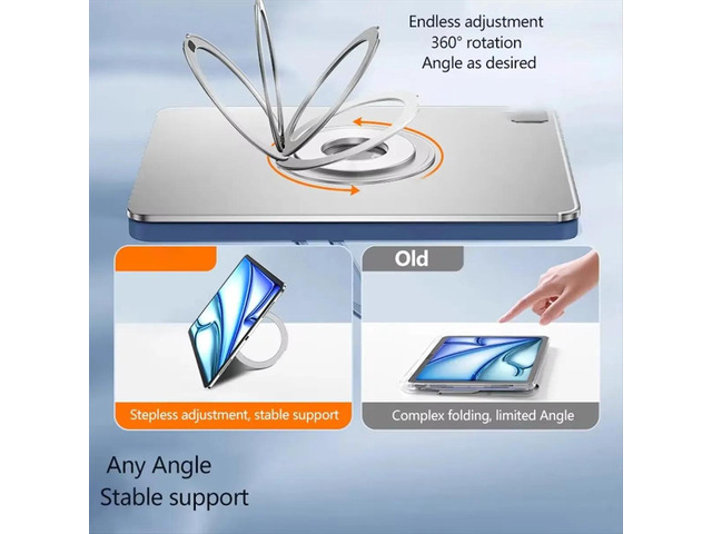 360 ° Rotation Metal Strong Magnetic Suction Rotating Folding Ring Phone Holder Universal Tablet Desktop Stand Black