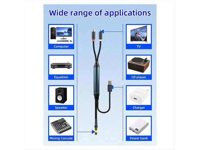 Digital Fiber to Female Cable with USB Power Cable for TV, Set-Top Box, DVD Blu-Ray and Other Equipment