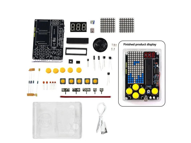 DIY Pixel Game Kit+Voice Mini Pixel Game Console Electronics DIY Kit Soldering Project Practice Solder Learning Set