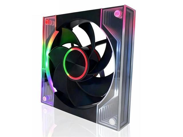120mm ARGB PC Case Cooling Fan Motherboard Lighting Sync 4PIN PWM Temp Control Cooler Fan (Positive Blade) Black
