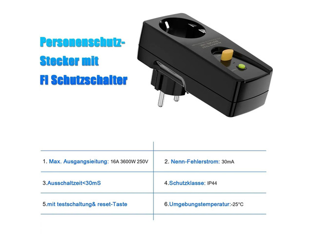 16A Leakage Protection Plug EU Personal Protection Socket with FI Safety Switch Home Circuit Breaker Cutout