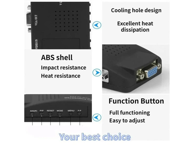 BNC S-Video VGA to VGA Video Converter 1080P BNC to VGA Output Adapter Digital Switch Box for TV Camera DVD DVR EU Plug