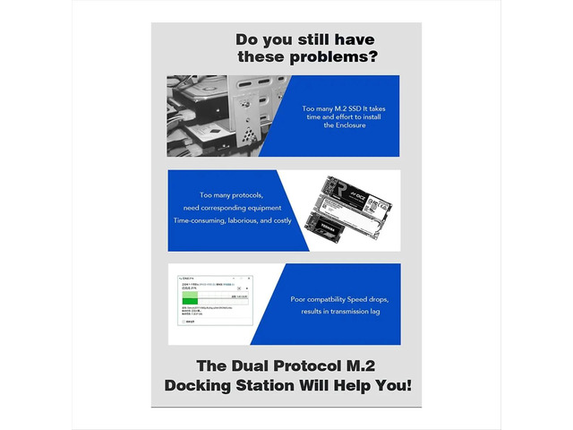 Dual Protocol M.2 SATA SSD Docking Station Base External SSD Hard Disk Enclosure Online Reading Writing Speed