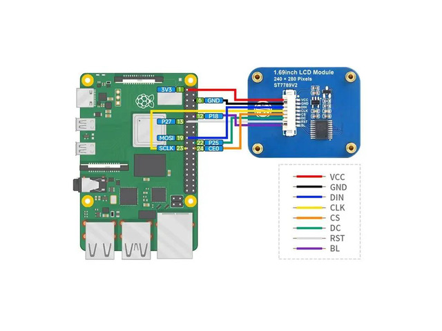 For 1.69 Inch IPS Display Color LCD 240 X 280 Resolution SPI Interface 262K Color Screen for STM32