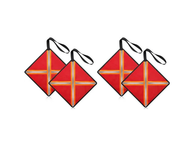 4Pack Safety Flags For Trucks, 12.6Inch Reflective Red Flag For Truck Loads, High Visibility Reflective Safety Flags