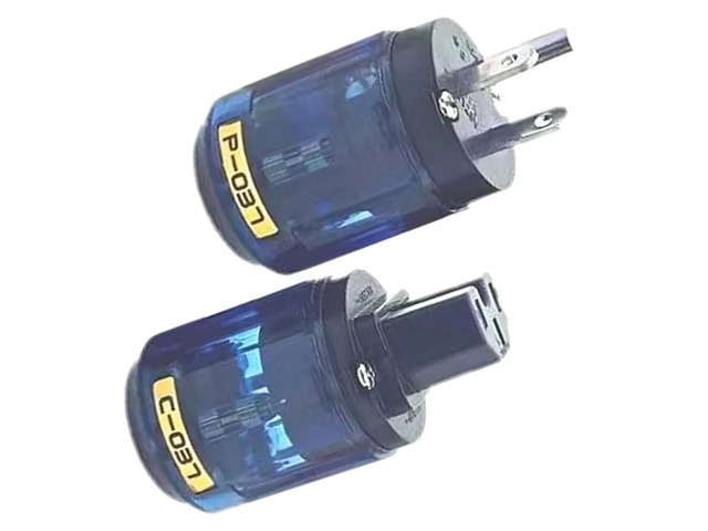 2Pcs Hifi C-037 P-037 US Power Plug Plated IEC Audio Connector Female-Male MATIHUR Audio Transparent Hifi