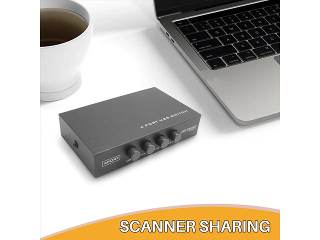 est Mini 4 Ports USB Printer Sharing Share Switch Splitter Box Hub