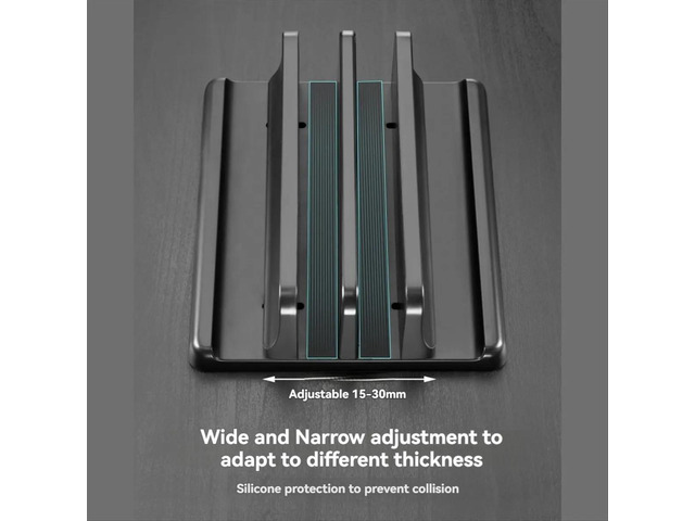 Adjustable Vertical Laptop Stand Holder Vertical Bracket Mount - Space Saving Organizer White