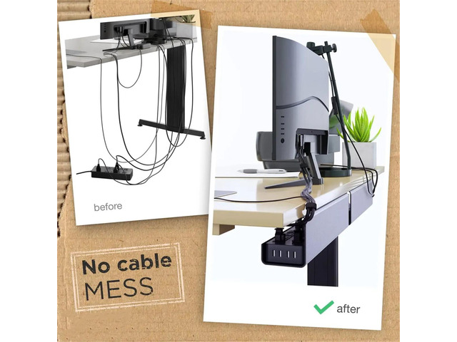 Under Table Cable Organizer Punch-Free Wire Organizer Under Desk Cable Management Tra Holder Easy Installation