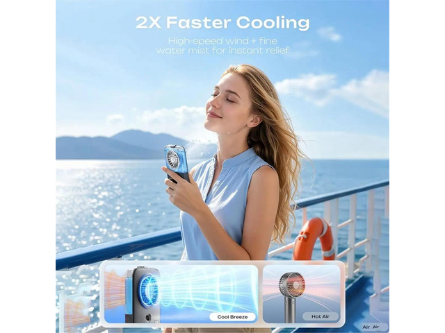 Handheld Misting Fan Rechargeable Fan 4-Speed LED Display Personal Cooling Water Mister Fans Black