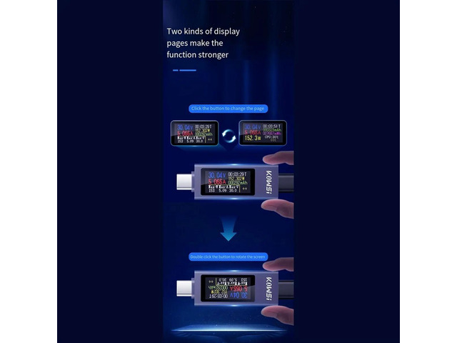 Power Meter Multi-Function Digital Display DC Voltage Ammeter Power Meter Type-C Charging Tester
